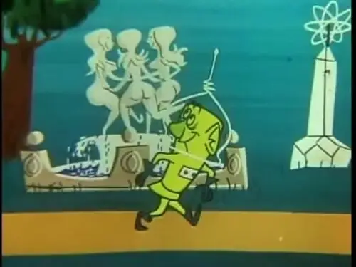 A still from the 1956 American Petroleum Institute cartoon Destination Earth.